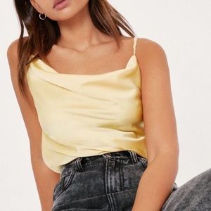 Nasty Gal Yellow Cowlneck Cami